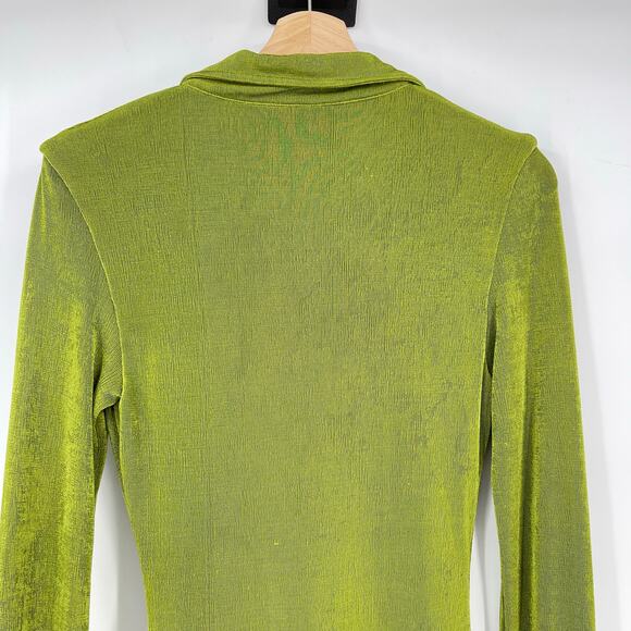With Jean | Andy Dress Forest Green Ruched Front Slinky Shirt Dress XS - Picture 11 of 14